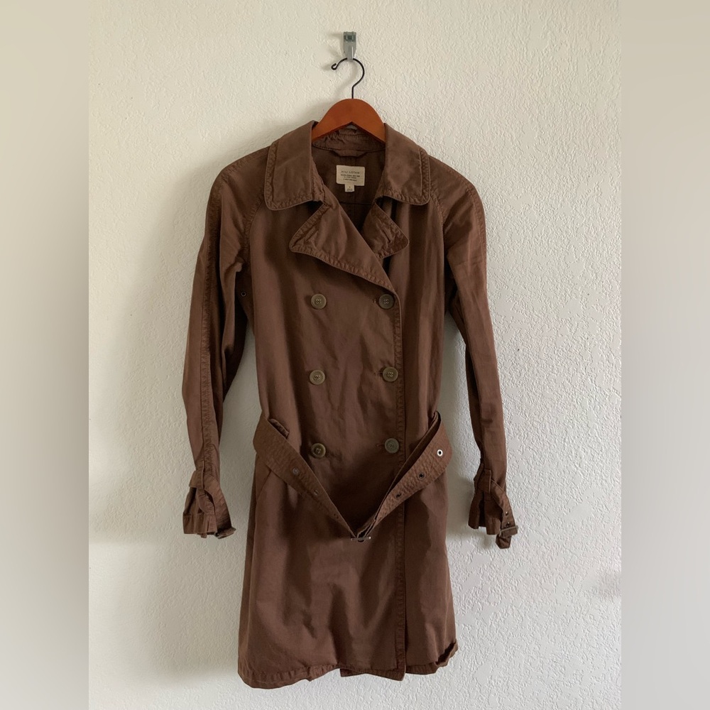 Nili Lotan Brown Cotton Trench Coat size 8 FITS size 4-6